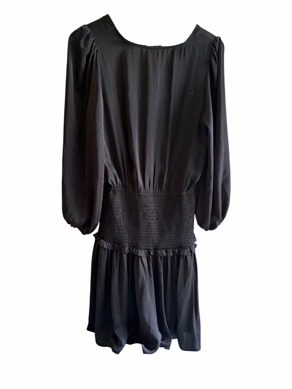 GRADE & GATHER Black Satin Smocked Waist Midi Dress - Picture 3 of 5